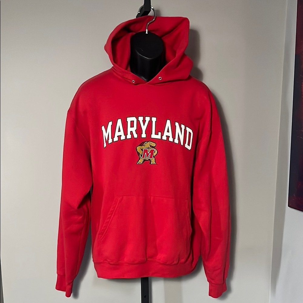 Champion Large Maryland Red Hoodie Sweatshirt